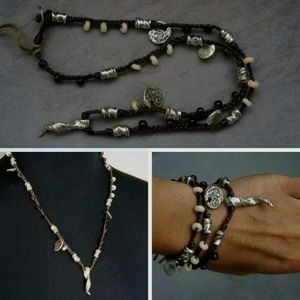 NEW Uno De 50 Vintge Coin Necklace 3 Wrap Bracelet